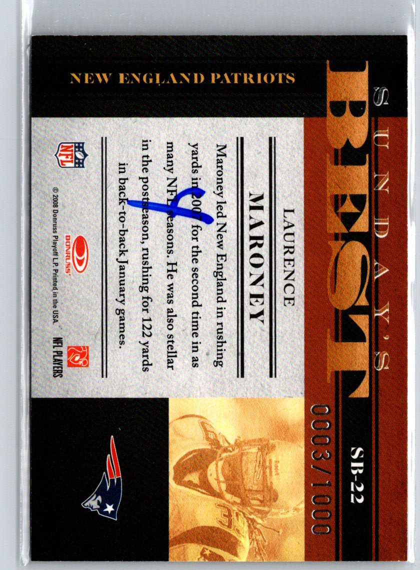 2008 Donruss Classics #SB-22 Laurence Maroney Sunday's Best #/1000 i38