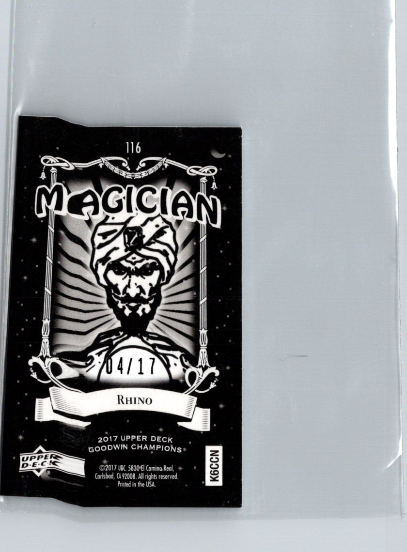 2017 Upper Deck Goodwin Champions #116 Rhino Black Metal Magician Minis #/17 i39