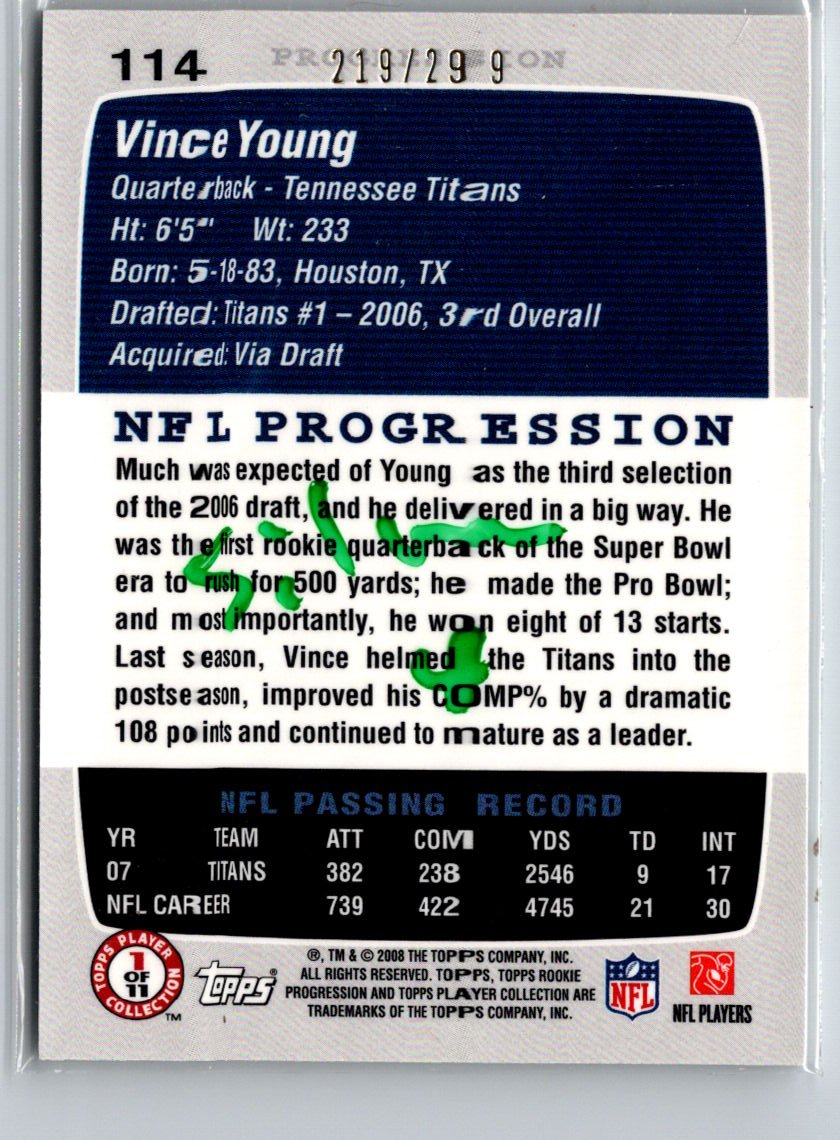 2008 Topps Rookie Progression #114 Vince Young Silver #/299 i39
