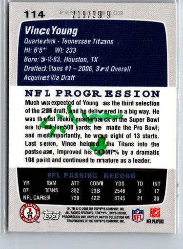 2008 Topps Rookie Progression #114 Vince Young Silver #/299 i39