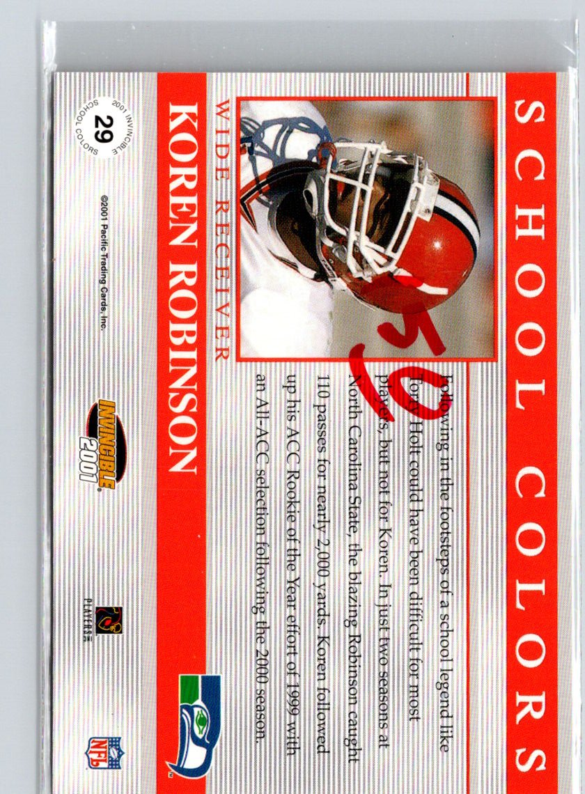 2001 Pacific Invincible #29 Koren Robinson School Colors #/2750 i39