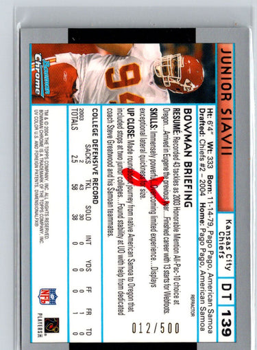 2004 Bowman Chrome #139 Junior Siavii Refractors #/500 i39