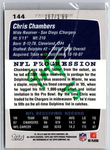 2008 Topps Rookie Progression #144 Chris Chambers Gold #/199 i39