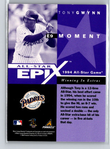 1998 Pinnacle #E9 Tony Gwynn Epix Purple i40