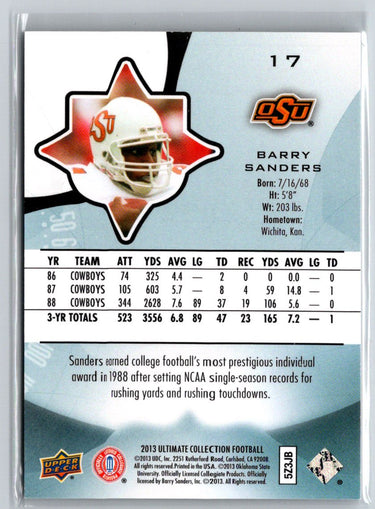 2013 Upper Deck Ultimate Collection #17 Barry Sanders #/175 i40