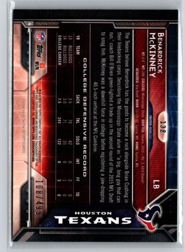 2015 Topps Chrome #132 Benardrick McKinney Camo Refractor #/499 i40