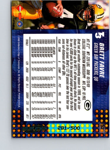 2000 Collector's Edge T3 #52 Brett Favre HoloPlatinum #/500 i40