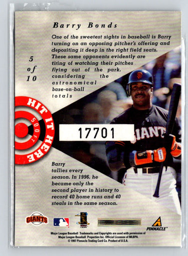 1998 Pinnacle #5 Barry Bonds Hit it Here i40