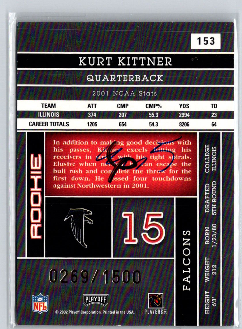 2002 Playoff Absolute Memorabilia #153 Kurt Kittner #/1500 i41