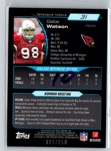 2006 Bowman Chrome #31 Gabe Watson Xfractors #/250 i41