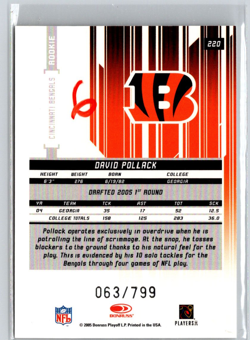 2005 Leaf Rookies & Stars #220 David Pollack #/799 i41