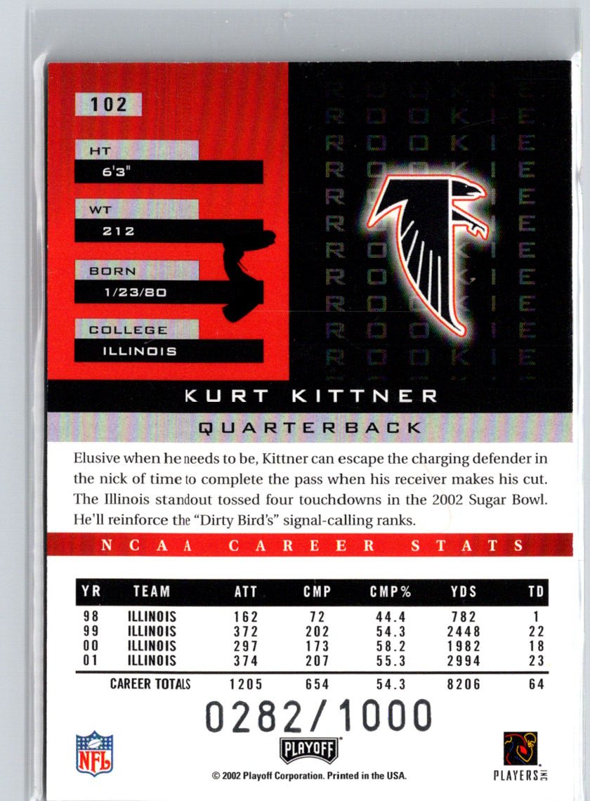 2002 Playoff Honors #102 Kurt Kittner #/1000 i41
