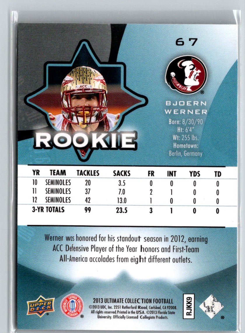 2013 Upper Deck Ultimate Collection #67 Bjoern Werner #/99 i42