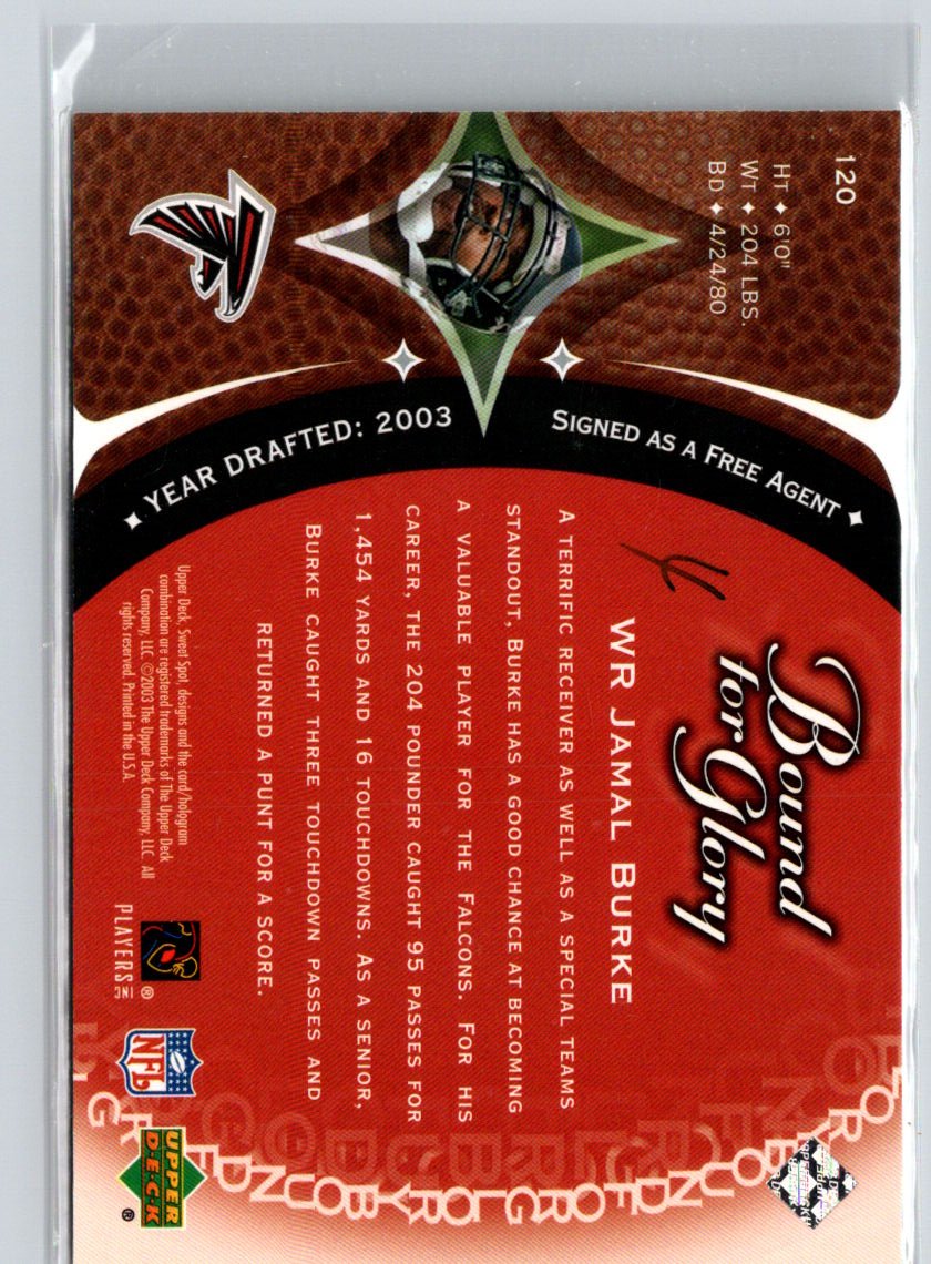 2003 Upper Deck Sweet Spot #120 Jamal Burke #/1500 i43