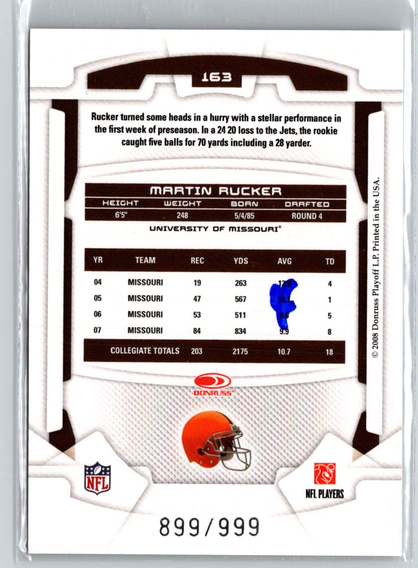 2008 Leaf Rookies & Stars Longevity #163 Martin Rucker #/999 i44