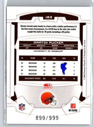 2008 Leaf Rookies & Stars Longevity #163 Martin Rucker #/999 i44