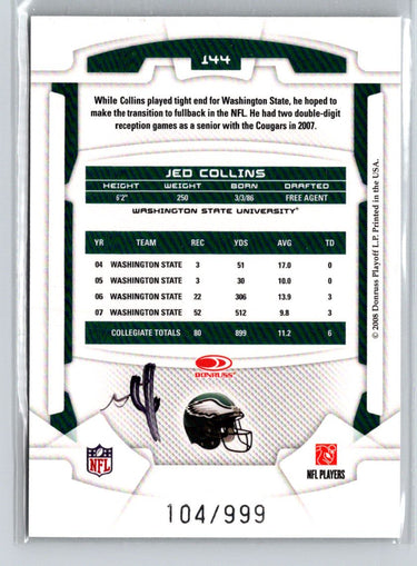 2008 Leaf Rookies & Stars Longevity #144 Jed Collins #/999 i43
