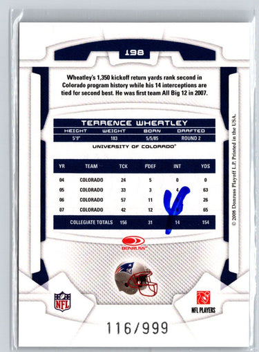 2008 Leaf Rookies & Stars Longevity #198 Terrence Wheatley #/999 i44