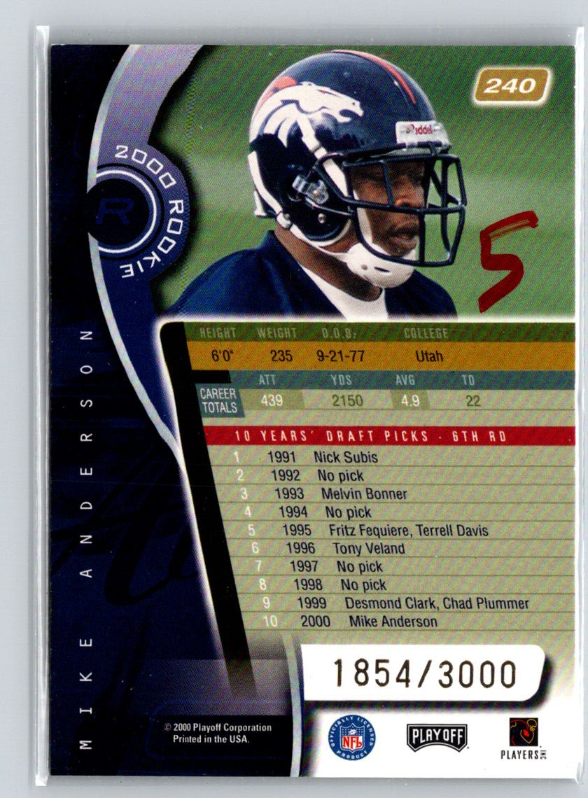 2000 Playoff Absolute #240 Mike Anderson #/3000 i46