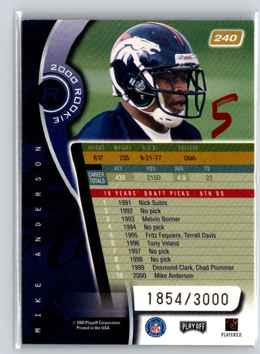 2000 Playoff Absolute #240 Mike Anderson #/3000 i46