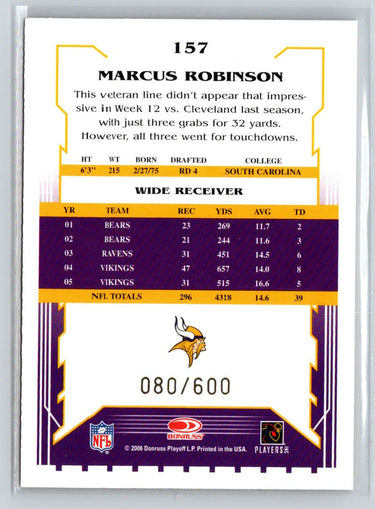 2006 Score #157 Marcus Robinson Gold #/600 i47