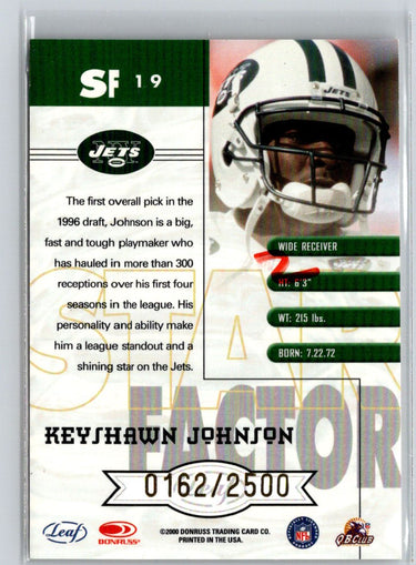 2000 Quantum Leaf #SF 19 Keyshawn Johnson Star Factor #/2500 i46