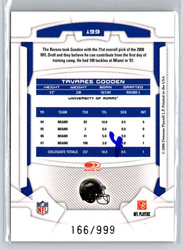 2008 Leaf Rookies & Stars Longevity #199 Tavares Gooden #/999 i47