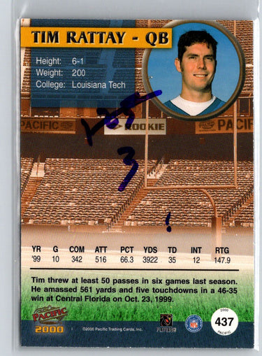 2000 Pacific #437 Tim Rattay Draft Picks #/999 i58