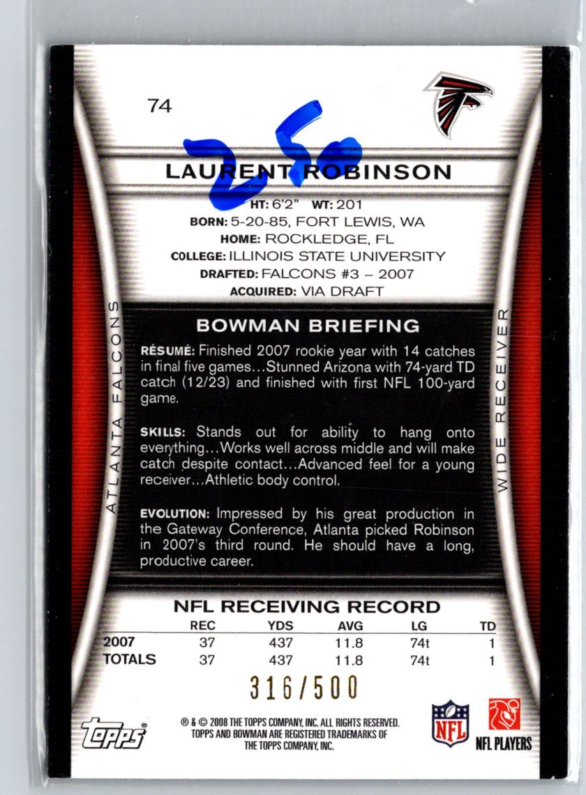 2008 Bowman #74 Laurent Robinson Blue #/500 i56
