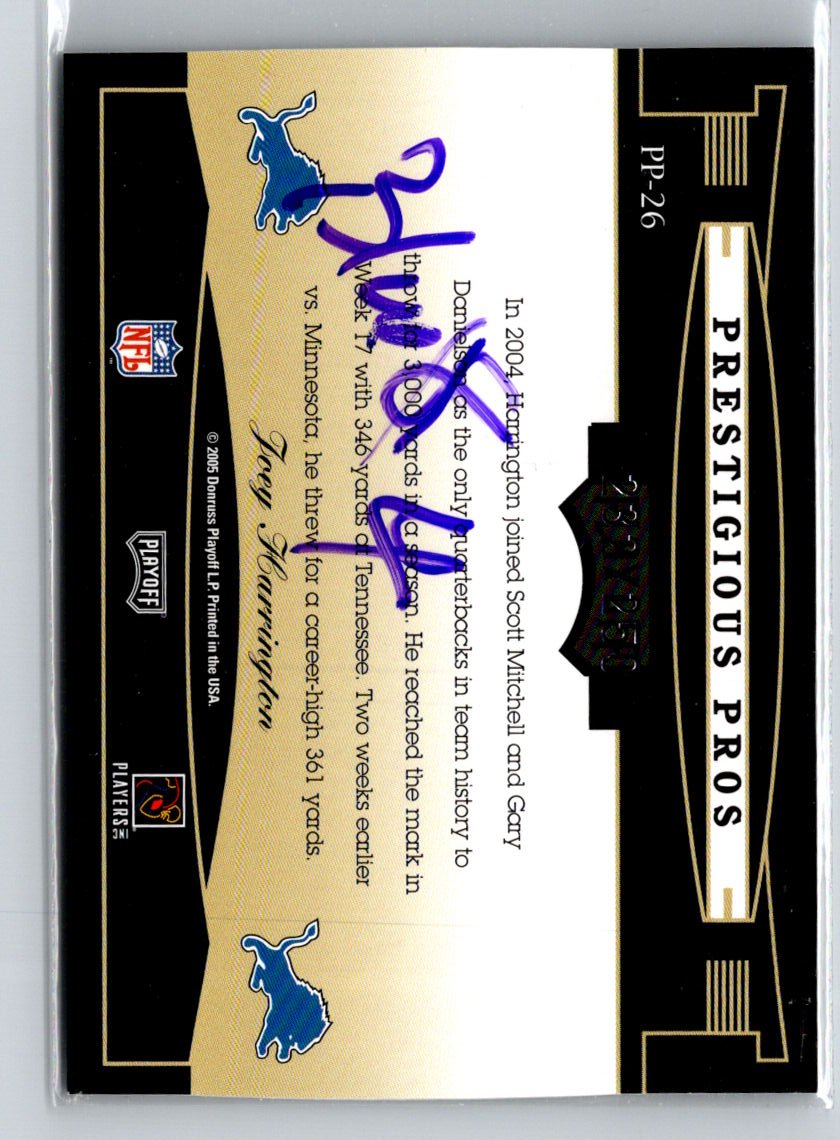 2005 Playoff Prestige #PP-26 Joey Harrington Prestigious Pros Blue #/250 i62