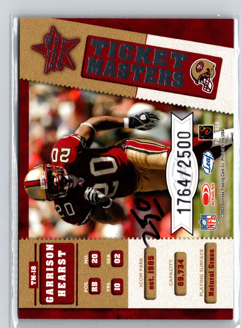 2002 Rookies & Stars #TM-18 Jeff Garcia Garrison Hearst Ticket Masters /2500 i57