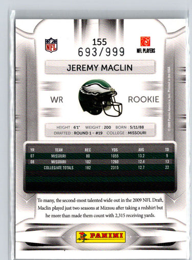2009 Playoff Prestige #155 Jeremy Maclin Draft Picks Light Blue #/999 i58