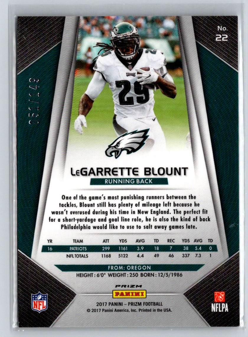 2017 Panini Prizm #22 LeGarrette Blount Prizm Blue Wave #/149 i56
