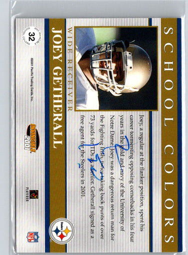 2001 Pacific Invincible #32 Joey Getherall School Colors #/2750 i61