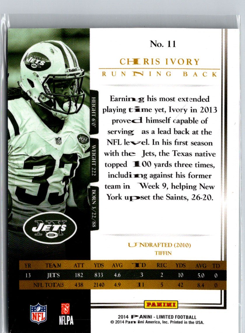 2014 Panini Limited #11 Chris Ivory Silver Spotlight #/49 i56