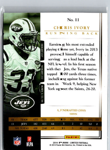 2014 Panini Limited #11 Chris Ivory Silver Spotlight #/49 i56