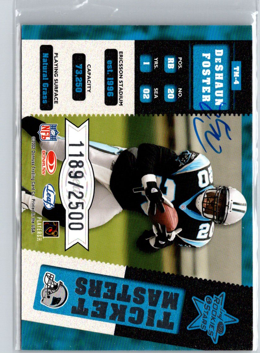 2002 Rookies & Stars #TM-4 Chris Weinke DeShaun Foster Ticket Masters #/2500 i57