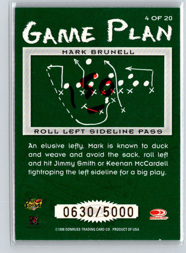 1998 Leaf Rookies & Stars #4 Mark Brunell Game Plan #/5000 i63
