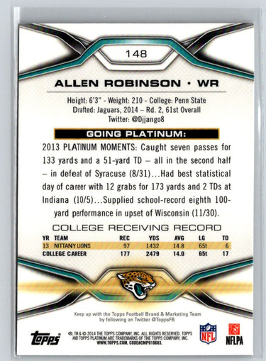 2014 Topps Platinum #148 Allen Robinson Orange Refractors i58