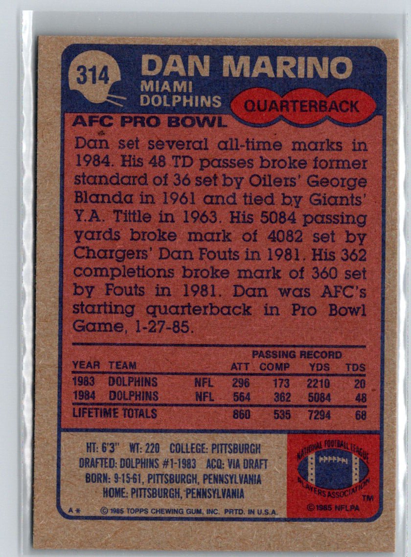 1985 Topps #314 Dan Marino i59