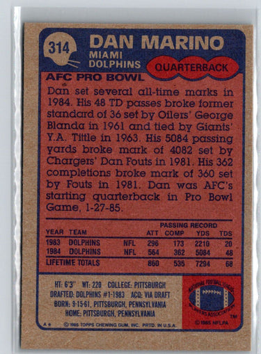 1985 Topps #314 Dan Marino i59