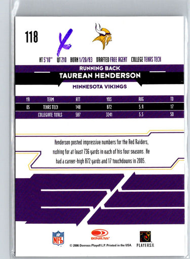 2006 Leaf Rookies & Stars Longevity #118 Taurean Henderson #/999 i66