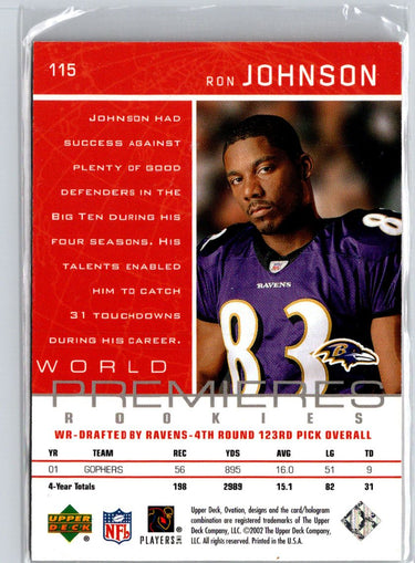 2002 Upper Deck Ovation #115 Ron Johnson #/1985 i58
