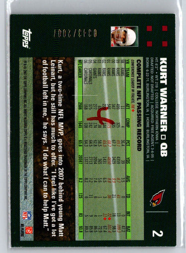 2007 Topps #2 Kurt Warner Copper #/2007 i67