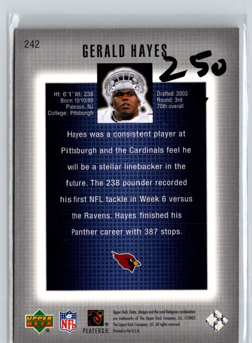 2003 Upper Deck Finite #242 Gerald Hayes #/999 i62