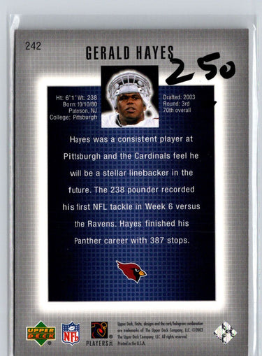 2003 Upper Deck Finite #242 Gerald Hayes #/999 i62