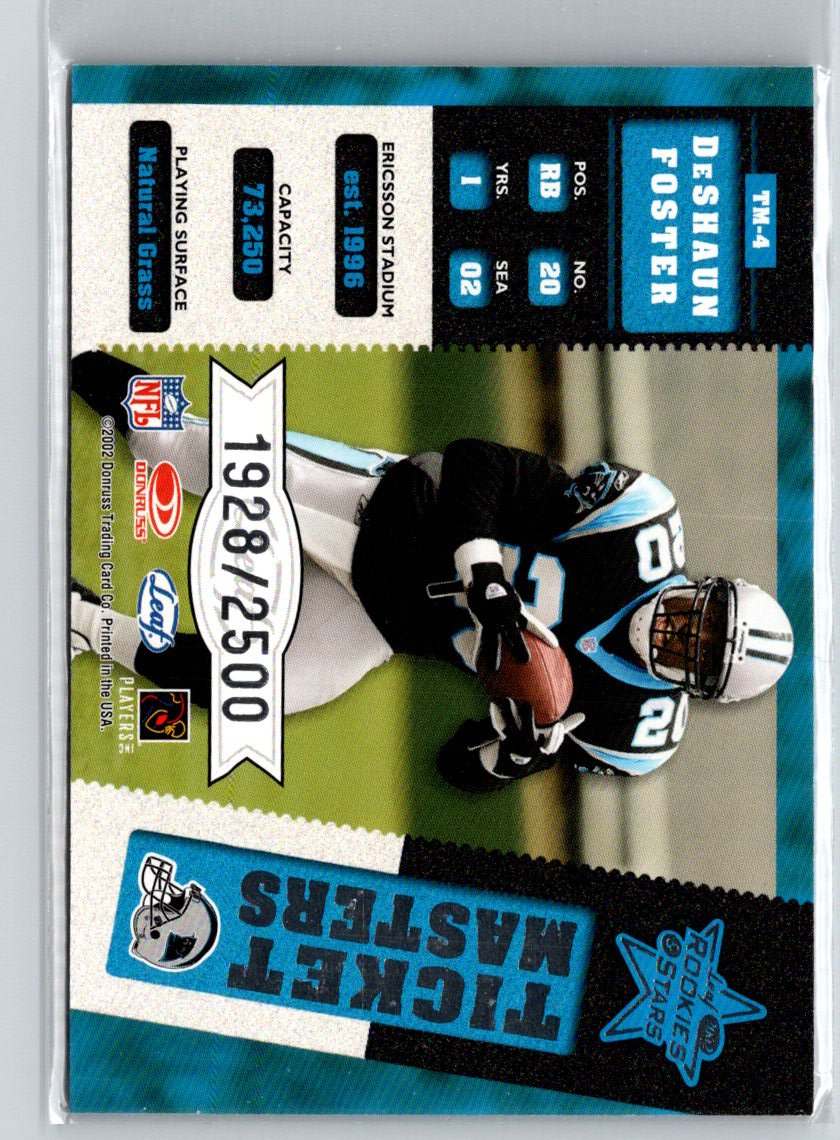 2002 Rookies & Stars #TM-4 Chris Weinke DeShaun Foster Ticket Masters #/2500 i57