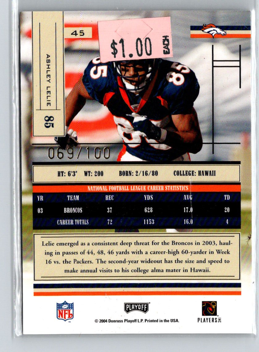 2004 Playoff Absolute Memorabilia #45 Ashley Lelie Spectrum #/100 i64