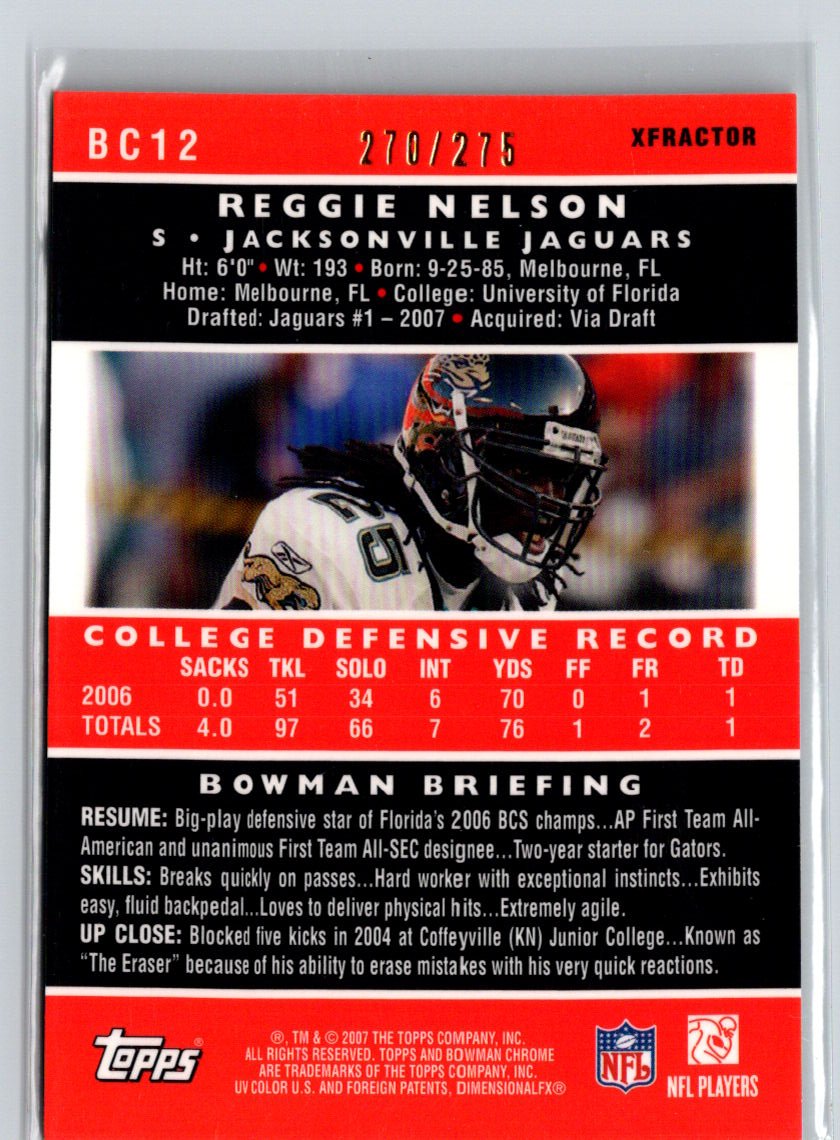 2007 Bowman Chrome #BC12 Reggie Nelson Xfractors #/275 i65