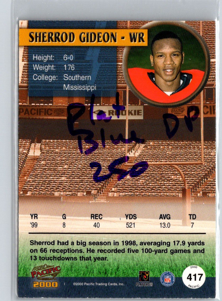 2000 Pacific #417 Sherrod Gideon Platinum Blue Draft Picks #/399 i58
